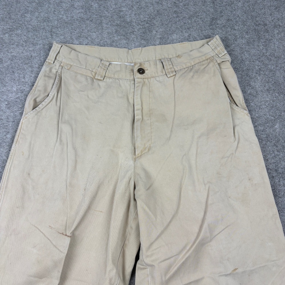 Lee Dungarees Chino Pants Mens 34x30 Khaki Twill Workwear Distressed Casual